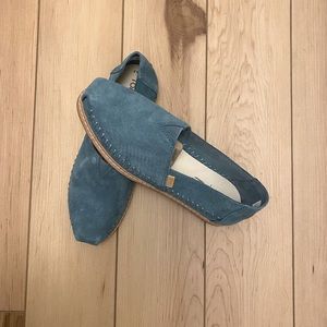 Tom’s blue suede shoes. Women’s size 8.5. Never worn. New in box.